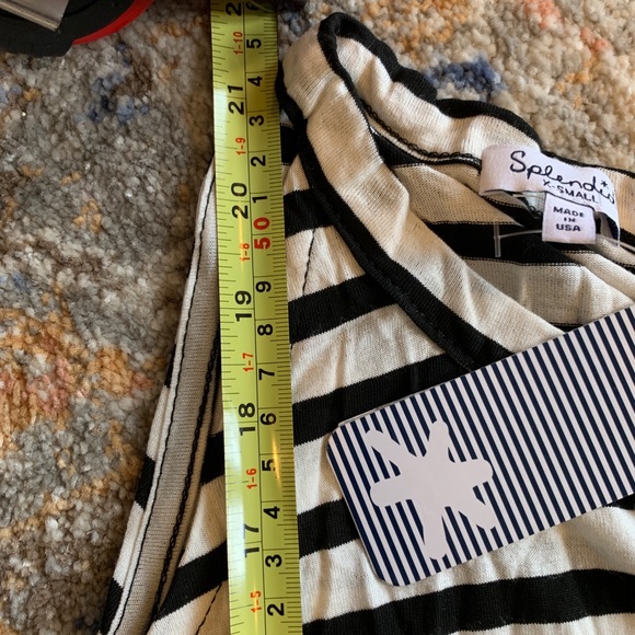 New Splendid striped lace trim open shoulder top - Picture 6 of 6